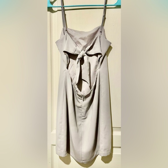 Lulu’s Sleeveless Toast to Life Back Tie Dove Grey Mini Dress - Picture 6 of 9